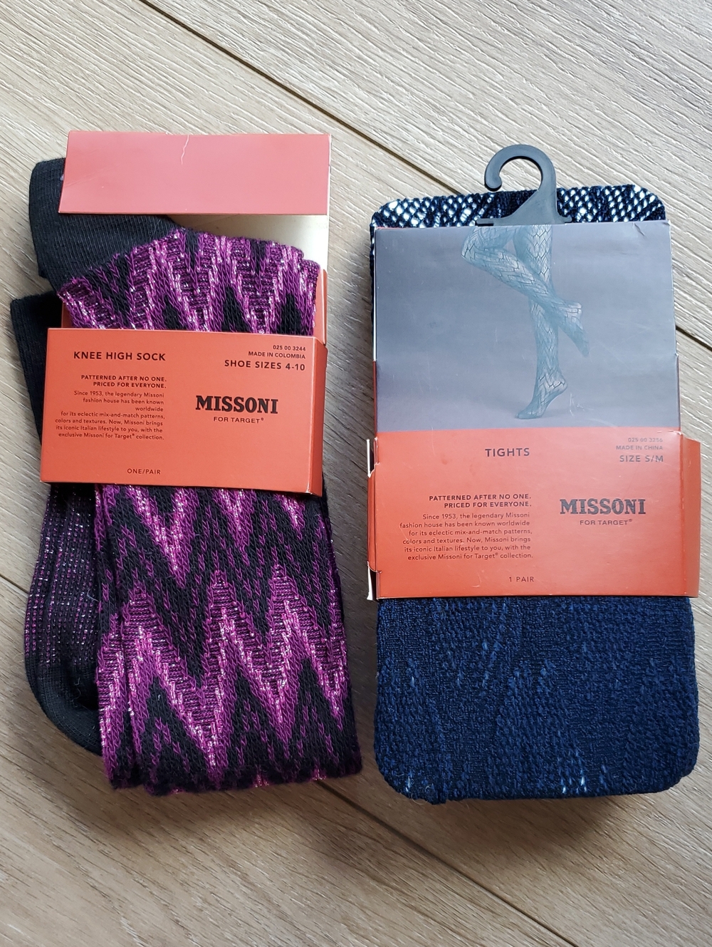 NWT MISSONI Knee High Socks & Tights - Purple/Pink and Navy Limited Edition 2011